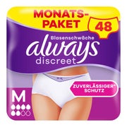 Always Discreet Inkontinenz Pants Gr. M, Normal, 48 Höschen (4 x 12 Stück) für Damen, Monatspaket 48 St
