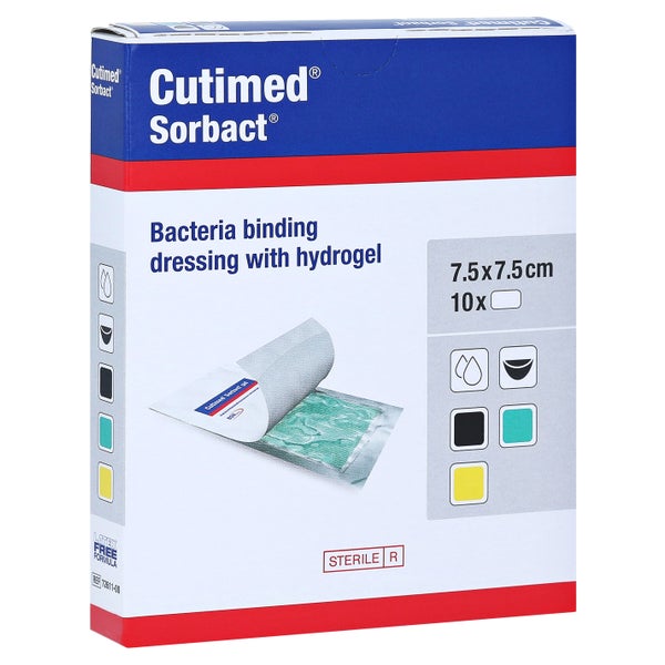 Cutimed Sorbact Gel Kompressen 7,5x7,5 c 10 St