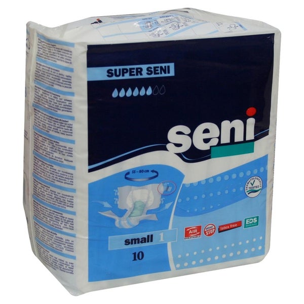 Super Seni small Inkontinenzhosen, Unisex, 10er Pack, 55 - 80 cm, 1600 ml 10 St