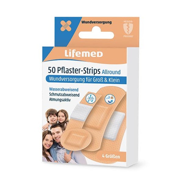 Lifemed 50 Pflaster-Strips hautfarben "Allround" 4 Größen, 1 Pack 50 St