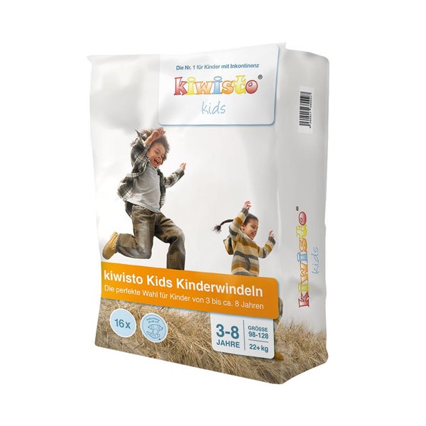 Kiwisto Kids Kinderwindeln 3-8 Jahre, 22+ kg, 55-66 cm Hüftumfang 16 St