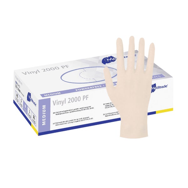 Meditrade Vinyl 2000 PF Untersuchungshandschuhe transparent Gr. M 100 St