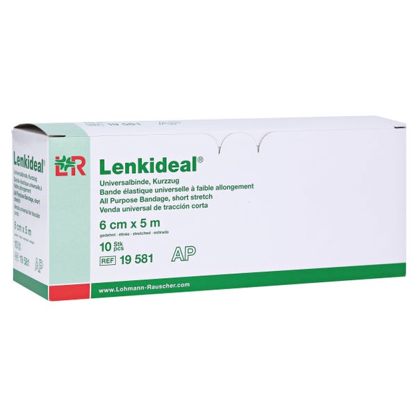Lohmann & Rauscher Lenkideal Idealbinde, dauerelastisch, ohne Verbandklammern, weiß - 1 Packung = 10 Stück, lose im Karton, Maße: 6 cm x 5 m 10 St