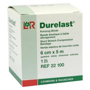 Lohmann & Rauscher Durelast Ultrakurzzugbinde, mit Verbandklammern, cremefarben - 1 Stück, einzeln in Faltschachtel, Maße: 6 cm x 5 m 1 St