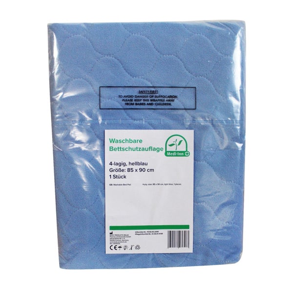 Medi-Inn Bettschutzauflage waschbar, 90 x 85 cm, hellblau 4-lagig 1 St