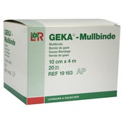 Lohmann & Rauscher Geka Mullbinde, starr, 20-fädig, weiß - 1 Packung = 20 Stück, einzeln eingesiegelt, Maße: 10 cm x 4 m 20 St