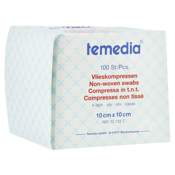 Holthaus Medical Temedia Zellstoff-Vlieskompresse, atmungsaktiv, unsteril - 1 Packung = 100 Stück, Maße; 10 x 10 cm 100 St