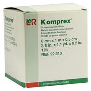 Produktabbildung: Lohmann & Rauscher Komprex Schaumgummi Binde, weiß, individuell zuschneidbar - 1 Stück, Maße: 8 cm x 1 m, Stärke 5 mm 1 St
