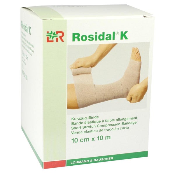 Lohmann & Rauscher Rosidal K Kurzzugbinden, cremefarben, 10 m - 1 Stück, einzeln in Faltschachtel, Maße: 10 cm x 10 m 1 St
