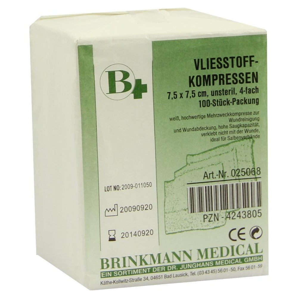 Vliesstoff-kompressen Unsteril 7,5x7,5 c 100 St