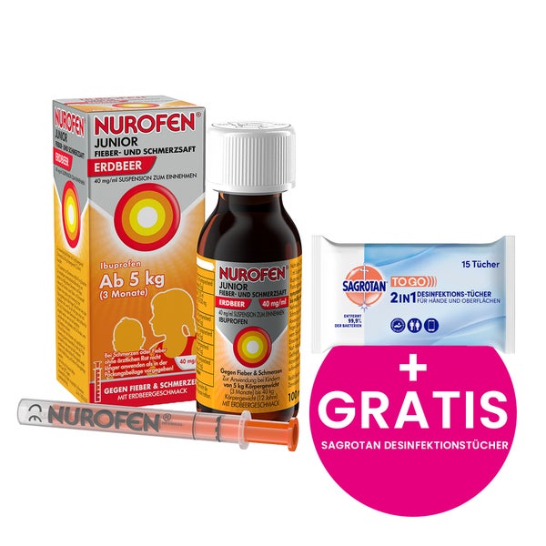NUROFEN Junior Fieber- und Schmerzsaft Erdbeer 40mg/ml Ibuprofen 100 ml