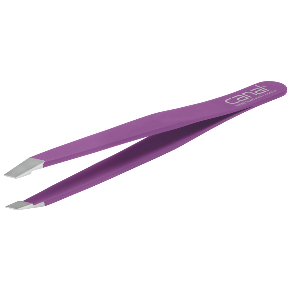 Haarpinzette, schräg, violett, rostfrei, 9 cm 1 St