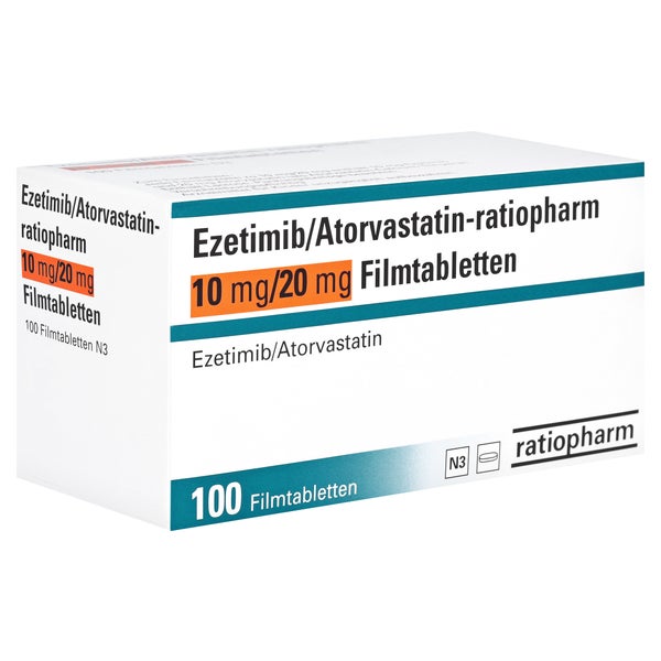 EZETIMIB/Atorvastatin-ratiopharm 10 mg/20 mg FTA 100 St