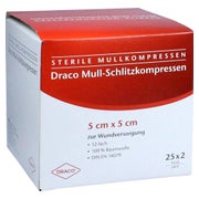 Schlitzkompressen Mull 5x5 cm steril 12f 25X2 St