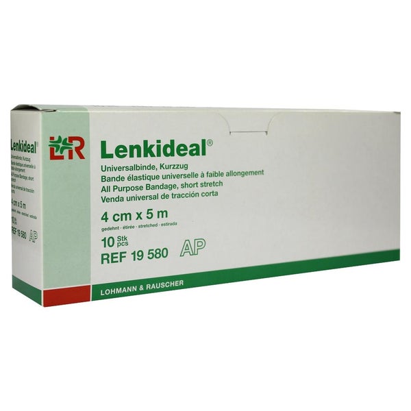 Lohmann & Rauscher Lenkideal Idealbinde, dauerelastisch, ohne Verbandklammern, weiß - 1 Packung = 10 Stück, lose im Karton, Maße: 4 cm x 5 m 10 St