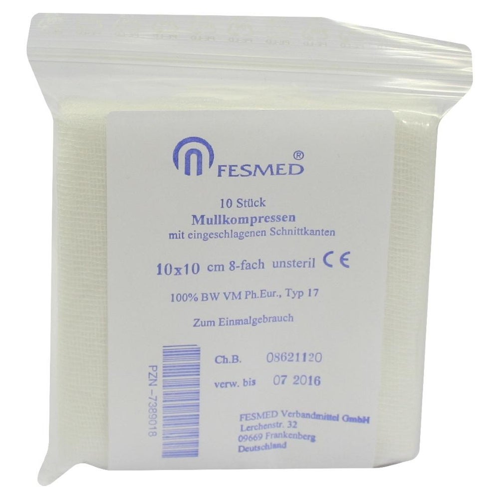 Mullkompressen ES 10x10 cm unsteril 8fac 10 St