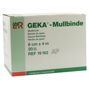 Lohmann & Rauscher Geka Mullbinde, starr, 20-fädig, weiß - 1 Packung = 20 Stück, lose im Karton, Maße: 8 cm x 4 m 20 St