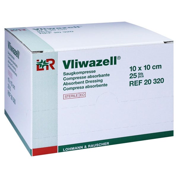 Vliwazell Saugkompresse 10 x 10 cm Steril 25 St
