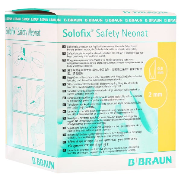 B. Braun Solofix® Safety Sicherheits-Blutlanzetten 200 Stück - Neonat (gelb) 200 St