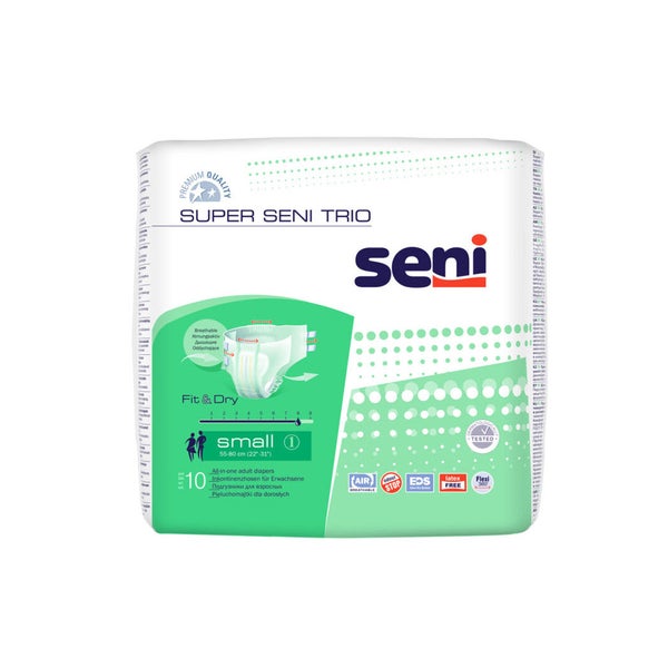 Super Seni Trio Small Inkontinenzhosen, Unisex, 10er Pack, 55 - 80 cm, 2600 ml 8X10 St