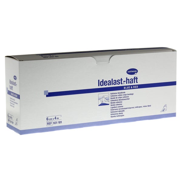 Hartmann Idealast-haft Idealbinde, 6 cm x 4 m, selbsthaftend, blau und rot - Packung = 5 blaue, 5 rote Binden 10 St