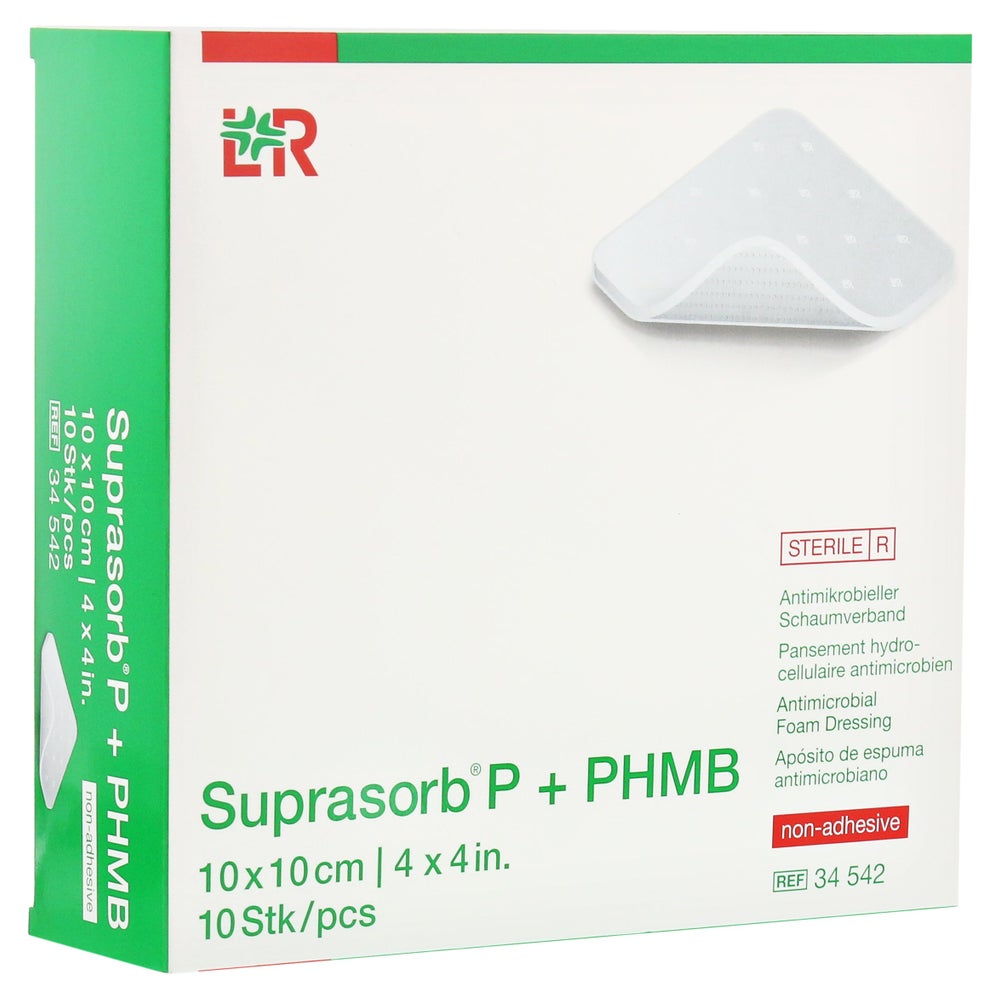 Lohmann & Rauscher Suprasorb P + PHMB anti-mikrobieller Schaumverband - 10 x 10 cm 10 Stück 10 St
