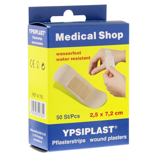 Holthaus Medical YPSIPLAST Pflasterstrips wasserfest (50 Strips) - 2,5 x 7,2 cm 50 St