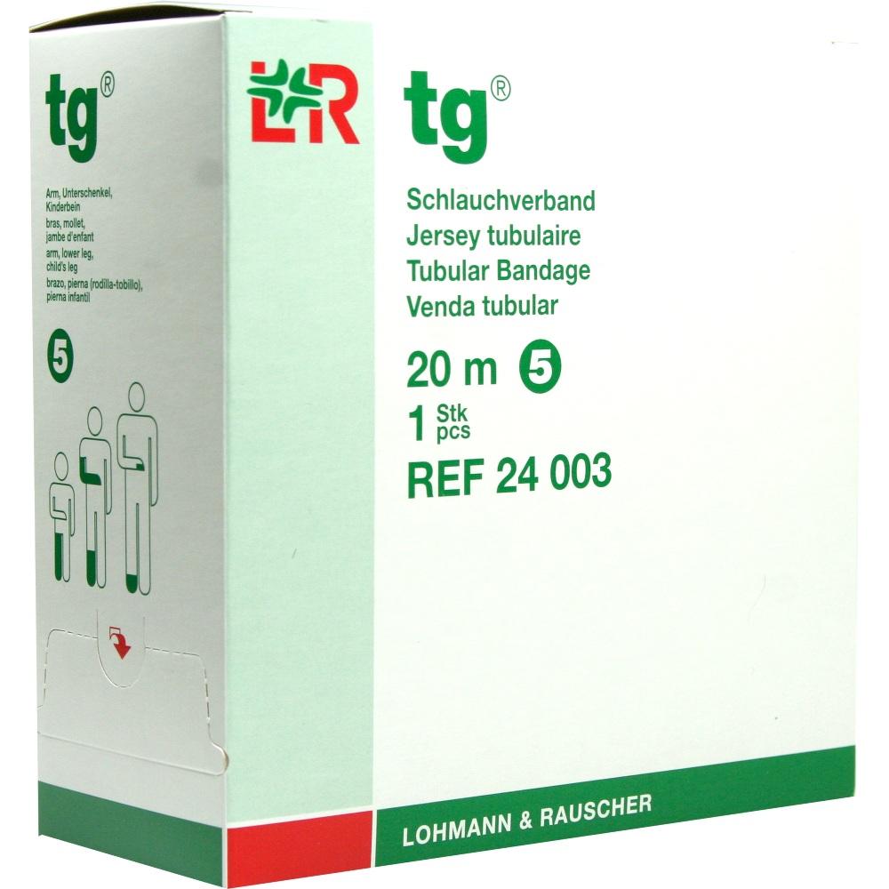 Lohmann & Rauscher tg Schlauchverband, weiß, 20 m, nahtlos gestrickt und dehnbar - 1 Stück, Gr. 5 (5,5 cm) für Arm, Unterschenkel, Kinderbein 1 St