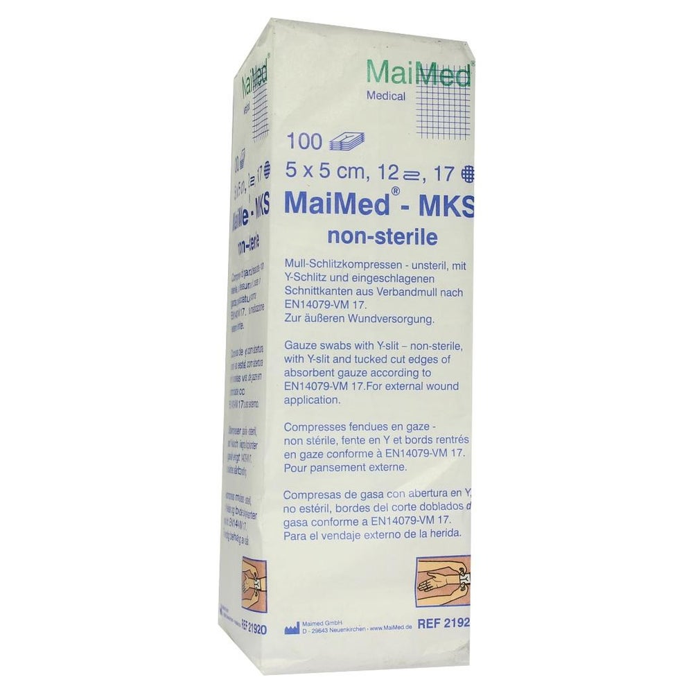 MaiMed Mull - Schlitzkompressen unsteril 12- lagig 100 Stück - 5 x 5 cm 100 St