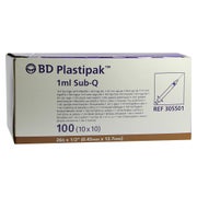 BD Plastipak Spr.1 ml Sub-Q 26 G 1/2 ein 100X1 ml
