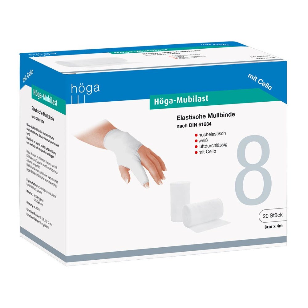 HÖGA Mubilast Fixierbinde 8cmx4m mit Cellophan 1 St