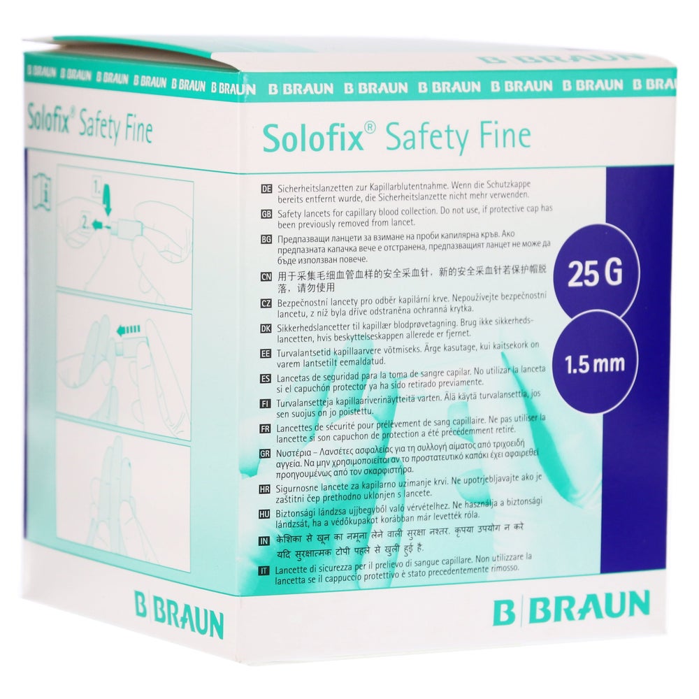 B. Braun Solofix® Safety Sicherheits-Blutlanzetten 200 Stück - Fine (blau) 200 St