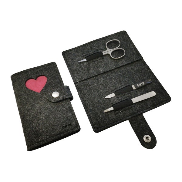 Maniküre-Etui aus Filz "Herz" grau, 3-teilig 1 St