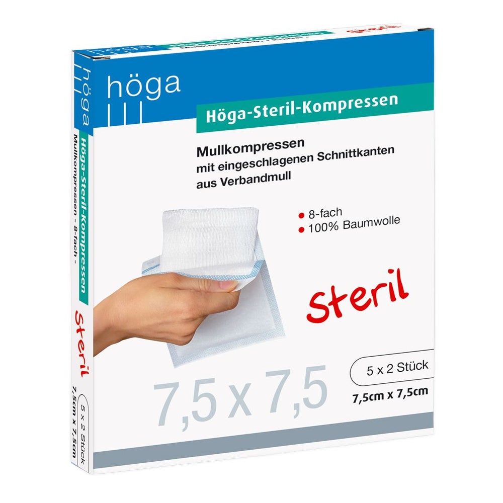 Höga-kompressen 7,5x7,5 cm steril 8fach 5X2 St