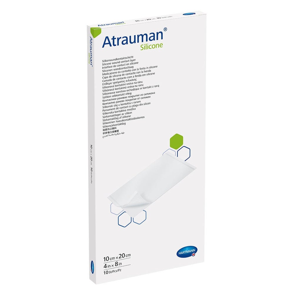 Hartmann Atrauman Silicone Wundauflage, silikonbeschichtet, steril - 10 x 20 cm – Packung = 10 Stück 10 St