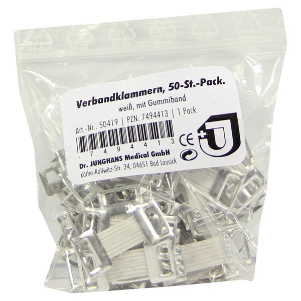 Verbandklammern M.gummiband weiß 50 St