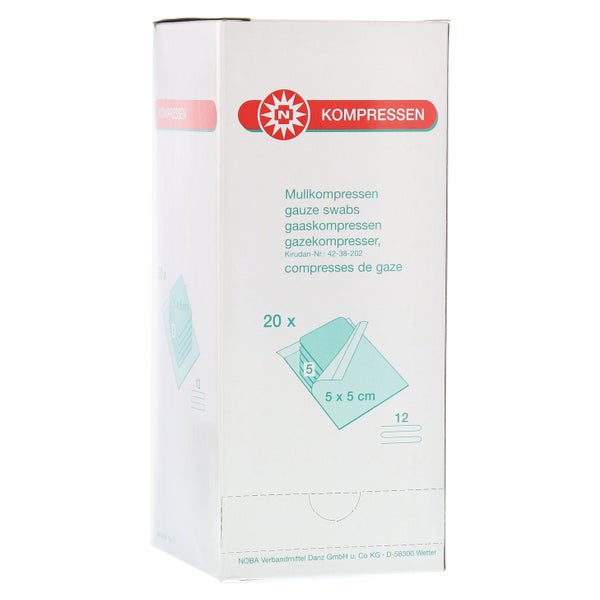 NOBA sterile Mullkompressen 12- lagig 20 x 5 Stück - 5 x 5 cm 20X5 St