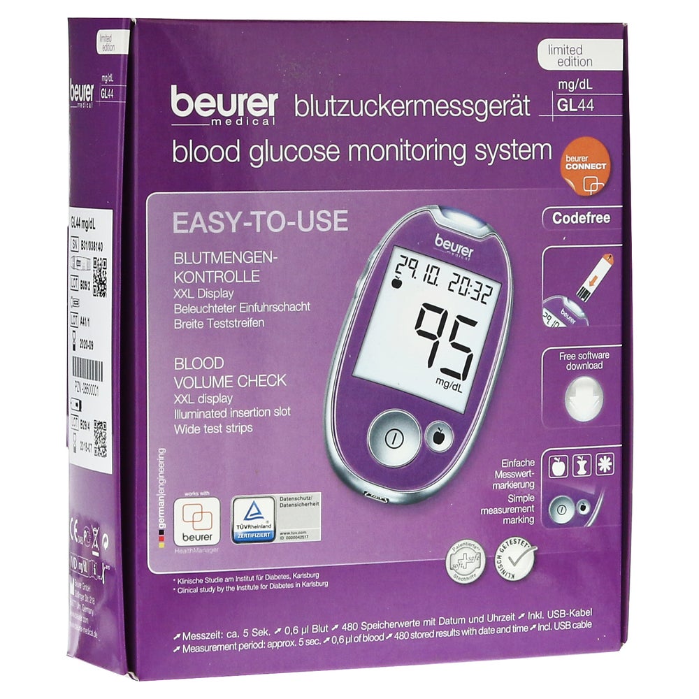 Beurer Blutzuckermessgerät GL 44 mg/dl Purple / Lila 1 St
