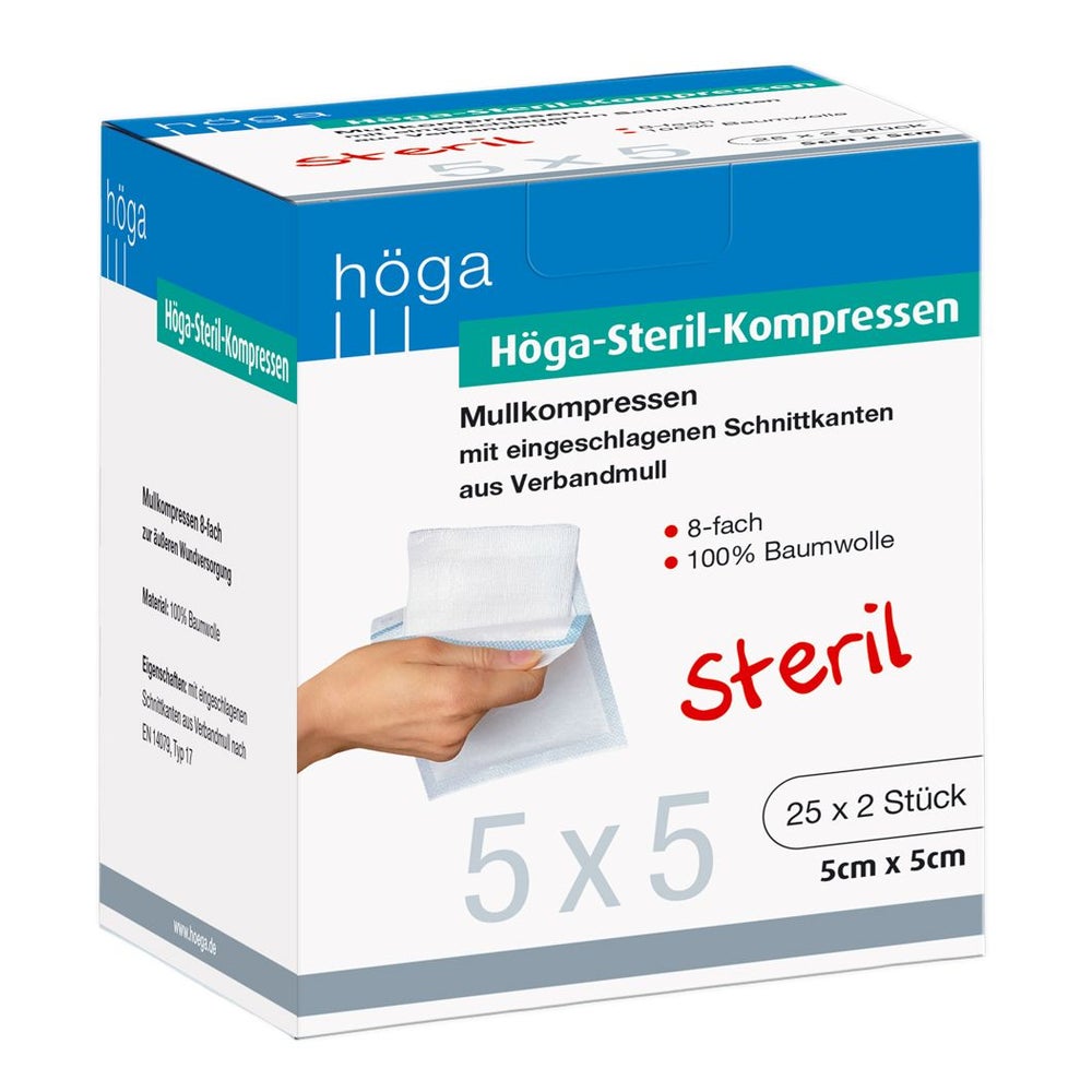 Höga-kompressen 5x5 cm steril 8fach 25X2 St