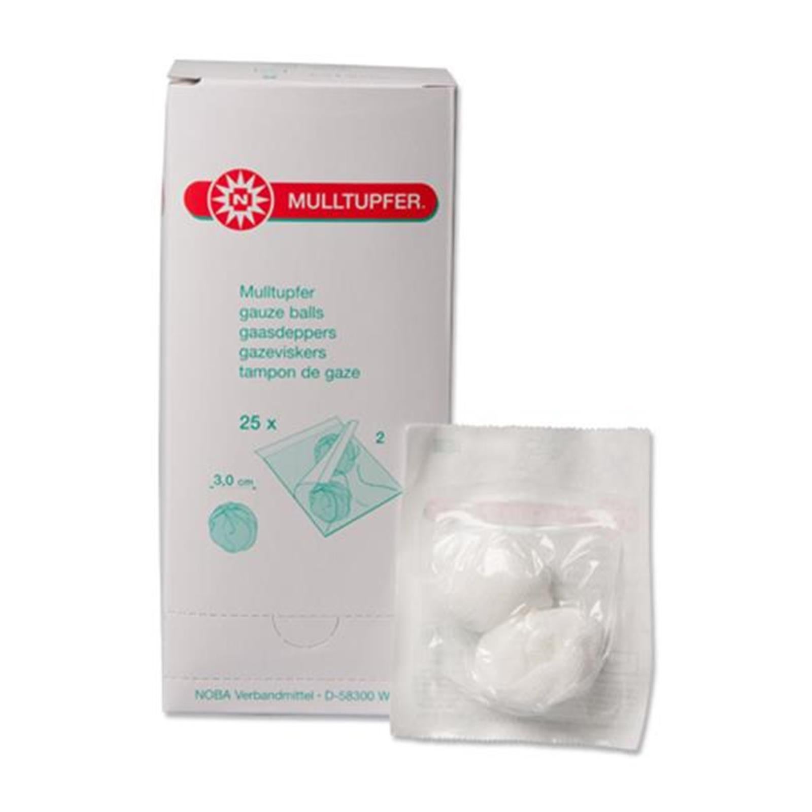 NOBA Mulltupfer steril pflaumengross Ø 3,0 cm 25 x 2 Stück 25X2 St