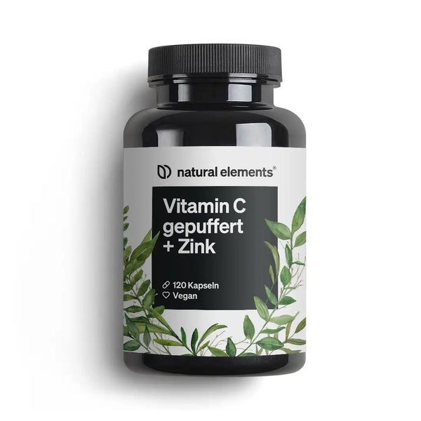Vitamin C - 120 Kapseln - Hochdosiert mit 1000mg + 15mg Zink - Pflanzlich fermentiert & gepuffert (pH-neutral, säurefrei, magenschonend) - Laborgeprüft, vegan und in Deutschland produziert  St