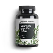 Vitamin C - 120 Kapseln - Hochdosiert mit 1000mg + 15mg Zink - Pflanzlich fermentiert & gepuffert (pH-neutral, säurefrei, magenschonend) - Laborgeprüft, vegan und in Deutschland produziert  St