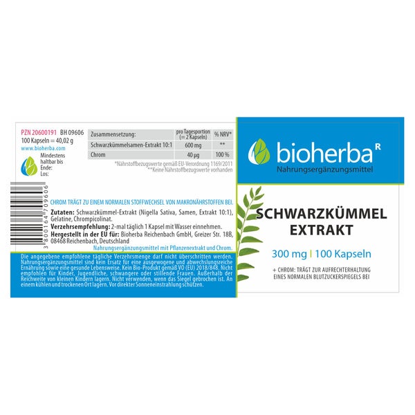 Schwarzkümmel Extrakt 300 mg 100 Kapseln 100 St
