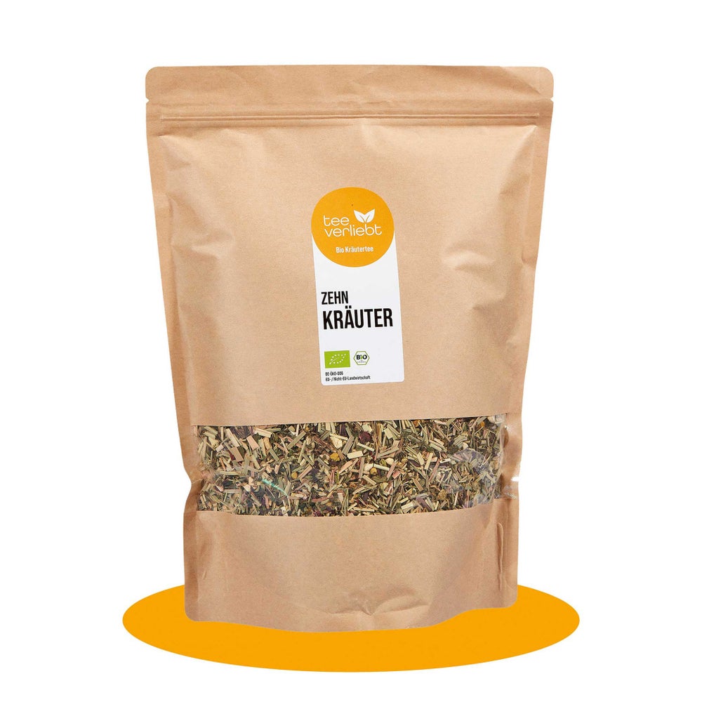 teeverliebt - 10 Kräuter Bio loser Kräutertee Großpackung I Ausgewogene Kräutermischung | 1kg 1000 g