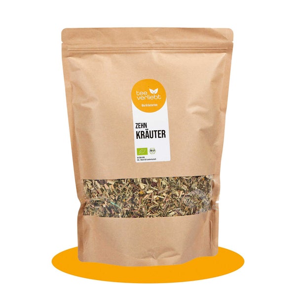 teeverliebt - 10 Kräuter Bio loser Kräutertee Großpackung I Ausgewogene Kräutermischung | 1kg 1000 g