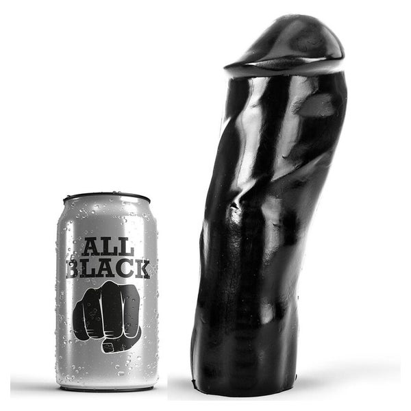 All Black - Glatter dunkler Dildo ohne Hoden