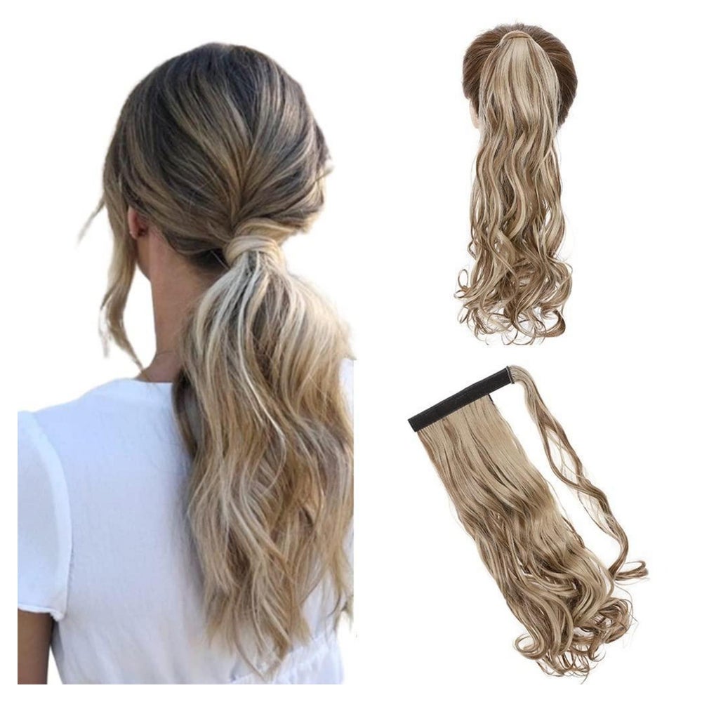Haarteil Clip in Extensions Zopf 43 cm Hellbraun mix Ash blo 1 St