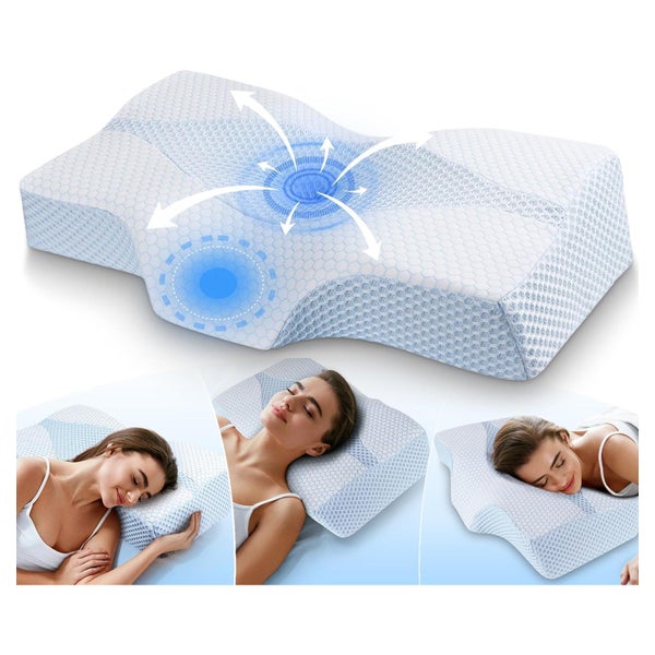 Memory Foam Orthopädisches Nackenkissen 63.5x40.6cm Blau 1 St