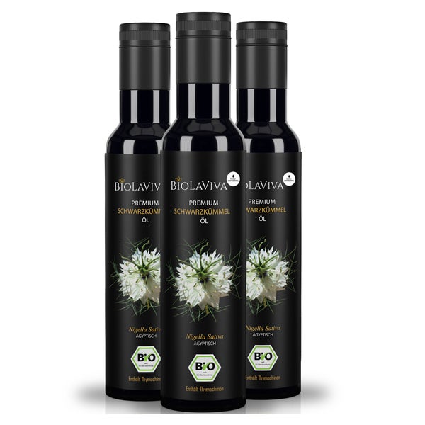 BIOLAVIVA Schwarzkümmelöl | Bio |kaltgepresst | 250ml x 3 St