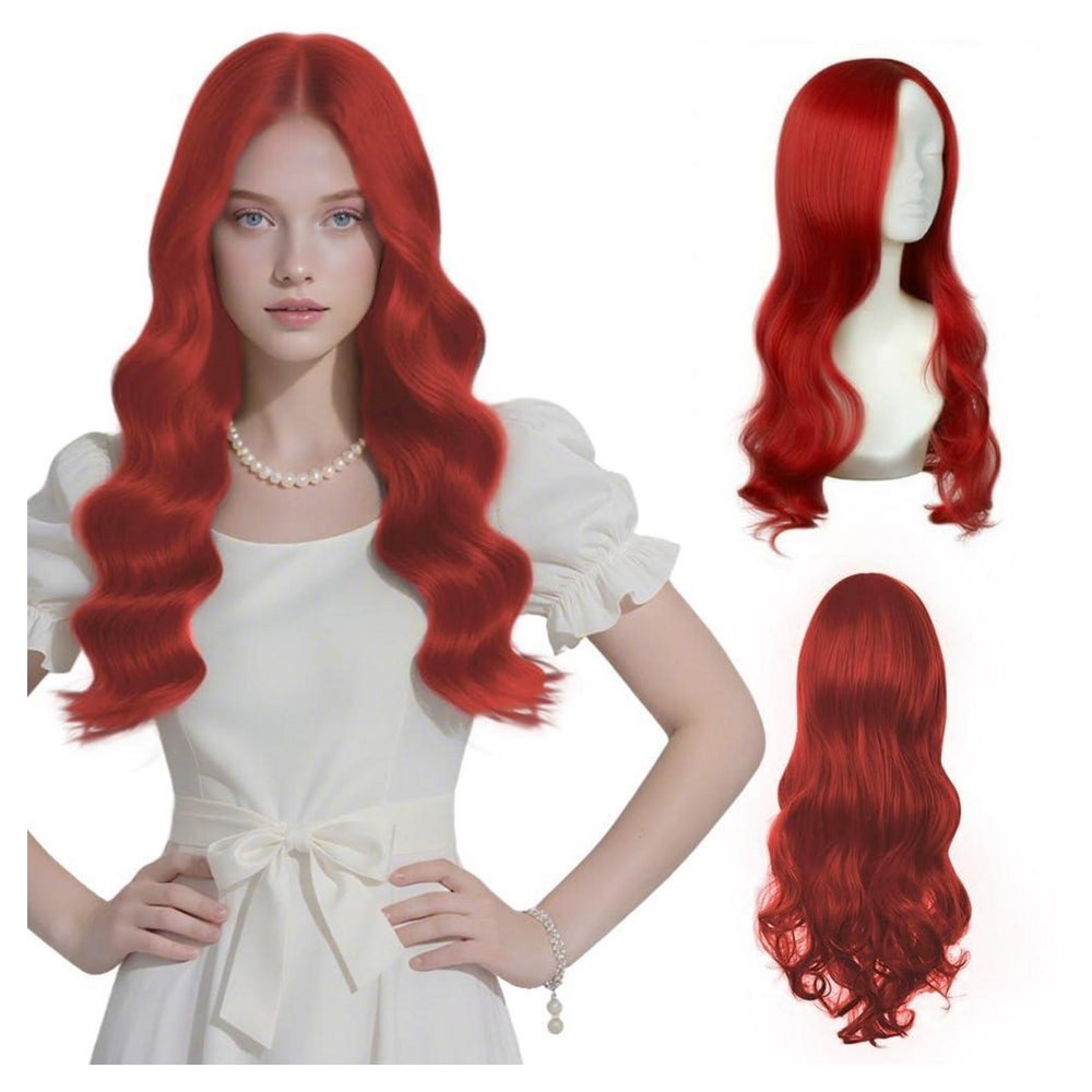 Perücke Damen Synthetische Lockige 66cm Dunkelrot 2pc-66cm-d 1 St